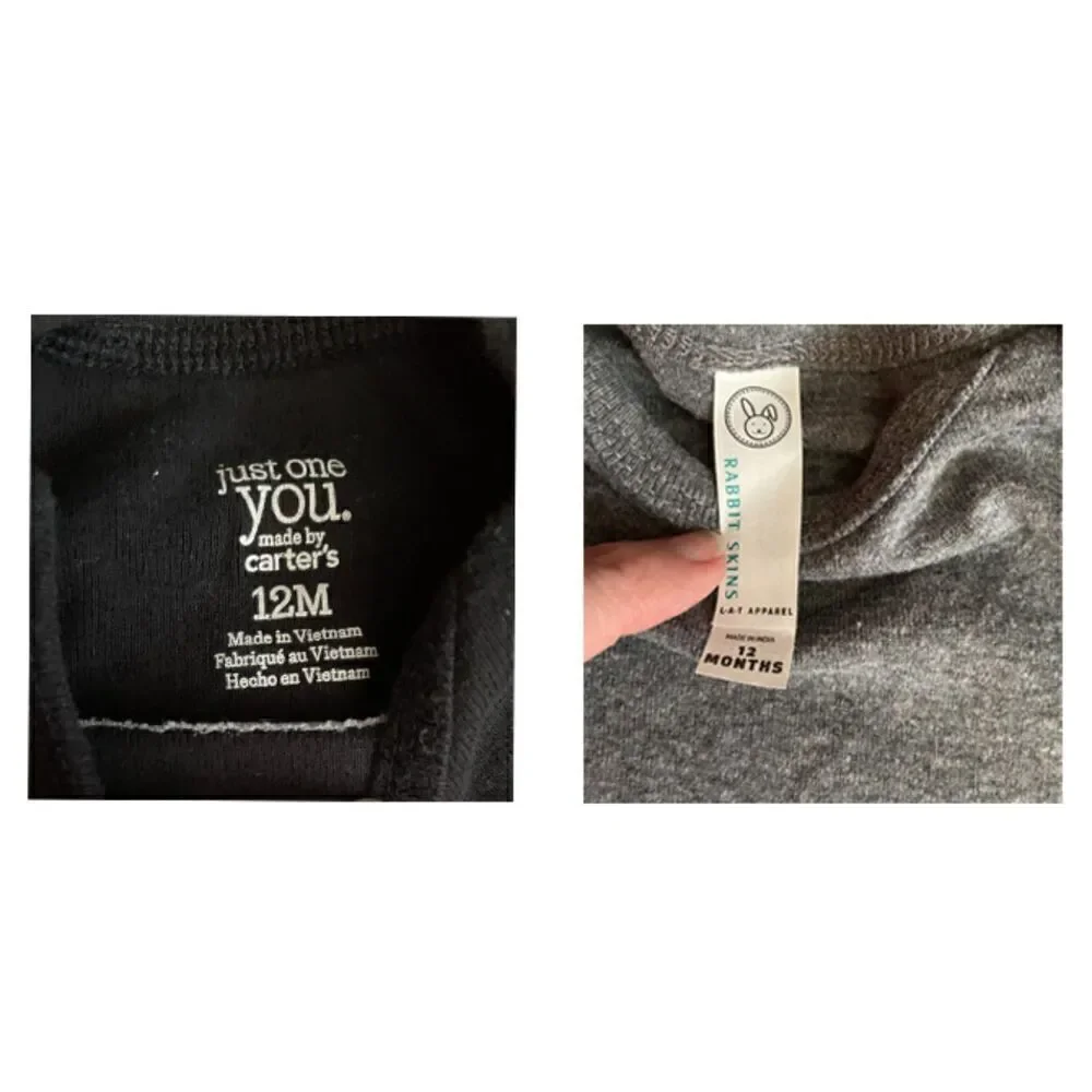 Carter's Just One You & Rabbit Skins One Piece Black and Gray Bundle Size 12M